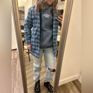 Blue Plaid ‘67 Collection Dickies Black Fur Lining Button Up Jacket